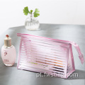 CustomShould PVC PVC Transparente Stripe Impermea Saco de maquiagem